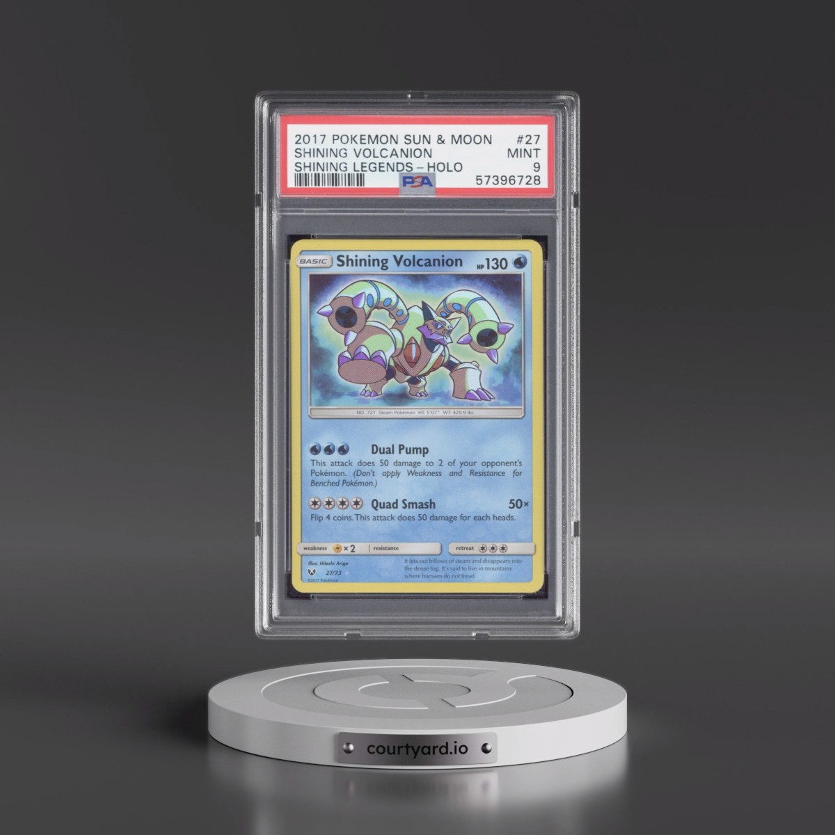 2017 Pokémon Sun & Moon Shining Legends #27 Shining Volcanion - Holo Holo (PSA 9 MINT)