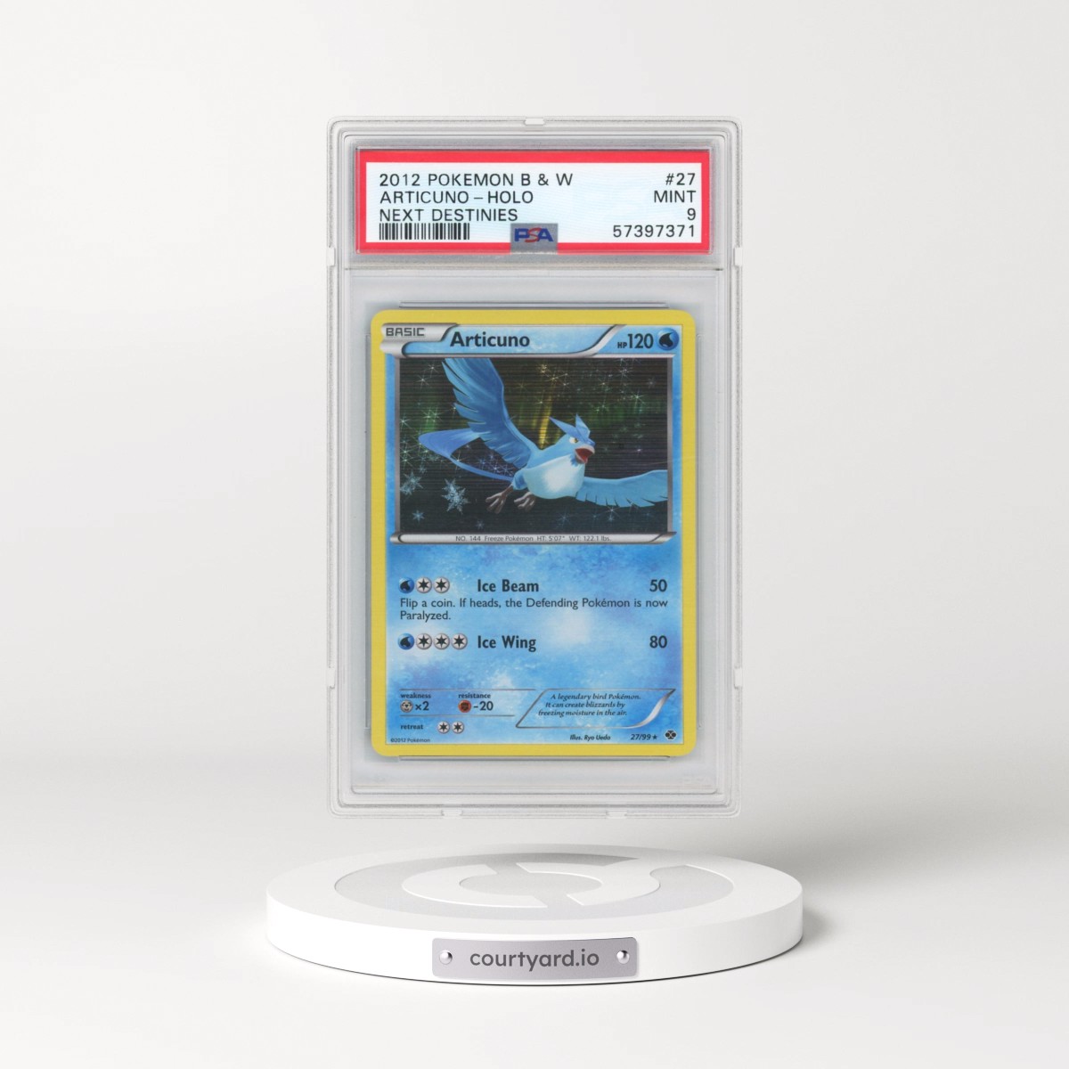 2012 Pokémon Black & White Next Destinies #27 Articuno - Holo (PSA 9 MINT)