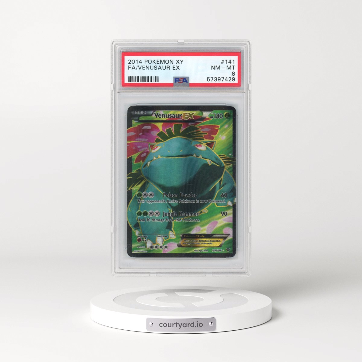 2014 Pokémon XY #141 Venusaur EX - Holo Full Art (PSA 8 NM-MT)