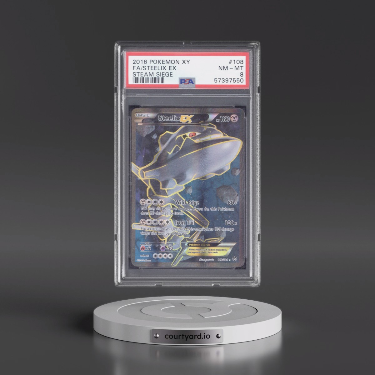2016 Pokémon XY Steam Siege #108 Steelix EX - Holo Full Art (PSA 8 NM-MT)
