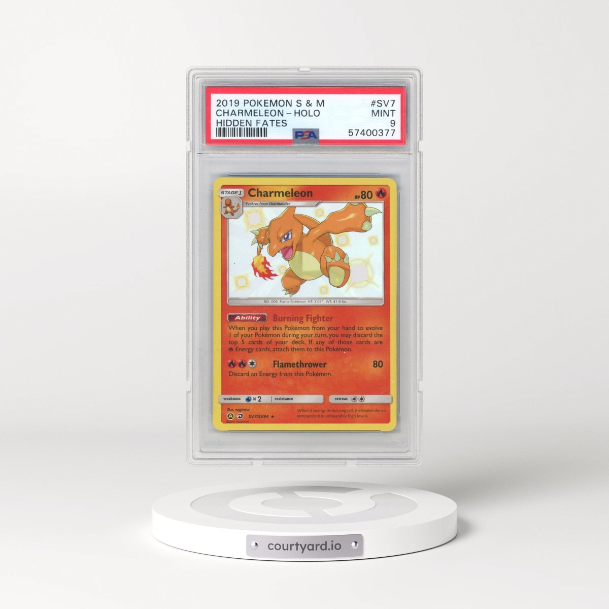 2019 Pokémon Sun & Moon Hidden Fates #SV7 Charmeleon - Holo (PSA 9 MINT)