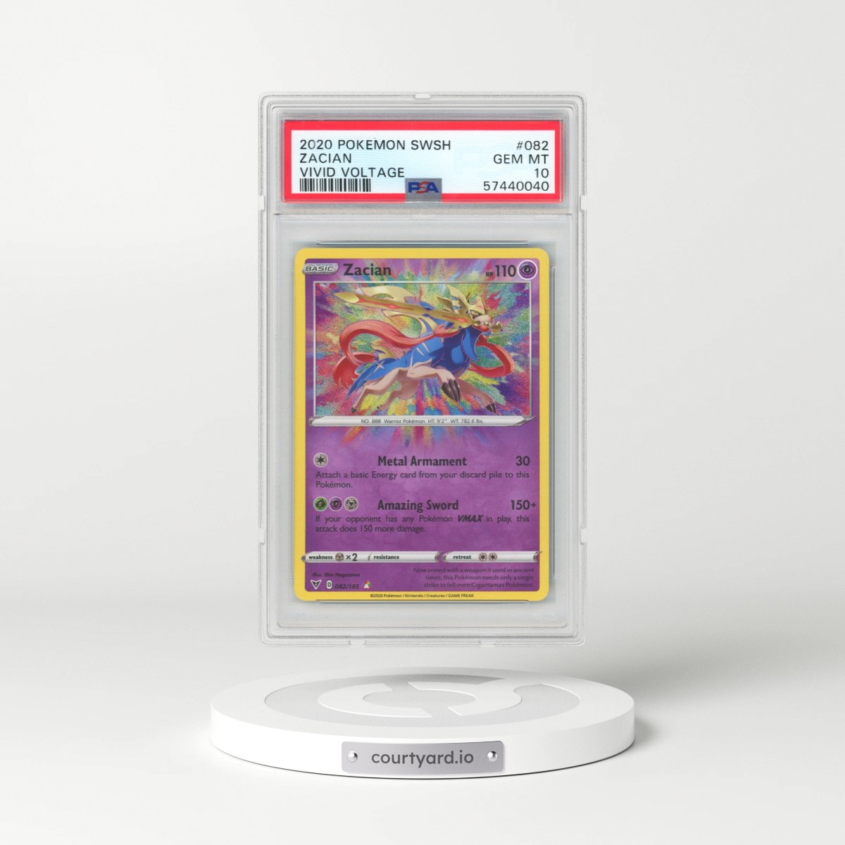 2020 Pokémon Sword & Shield Vivid Voltage #082 Zacian (PSA 10 GEM MINT)