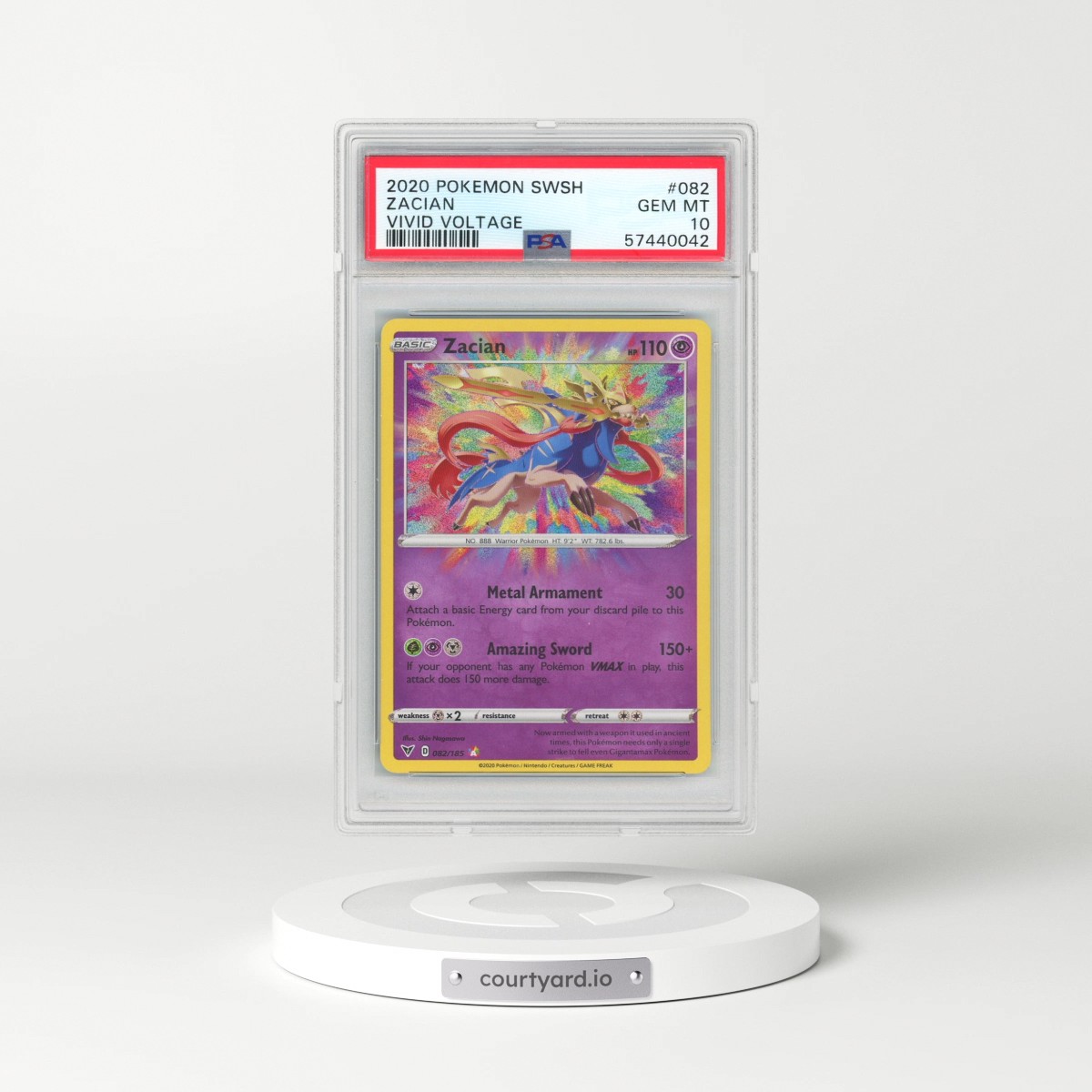 2020 Pokémon Sword & Shield Vivid Voltage #082 Zacian (PSA 10 GEM MINT)