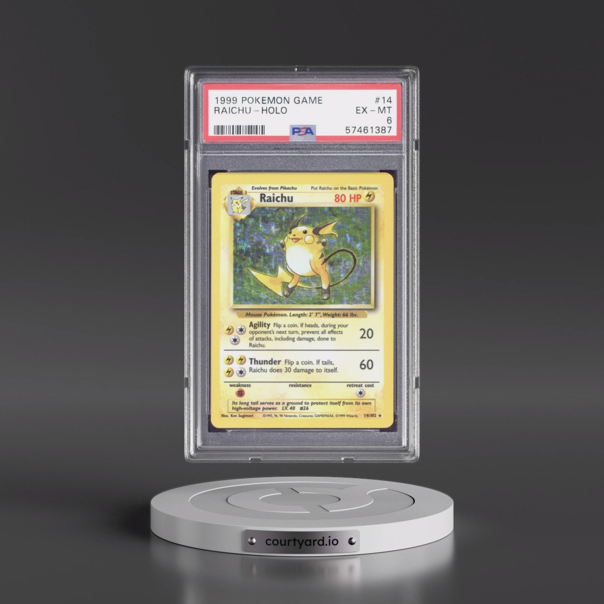 1999 Pokémon Game #14 Raichu - Holo (PSA 6 EX-MT)