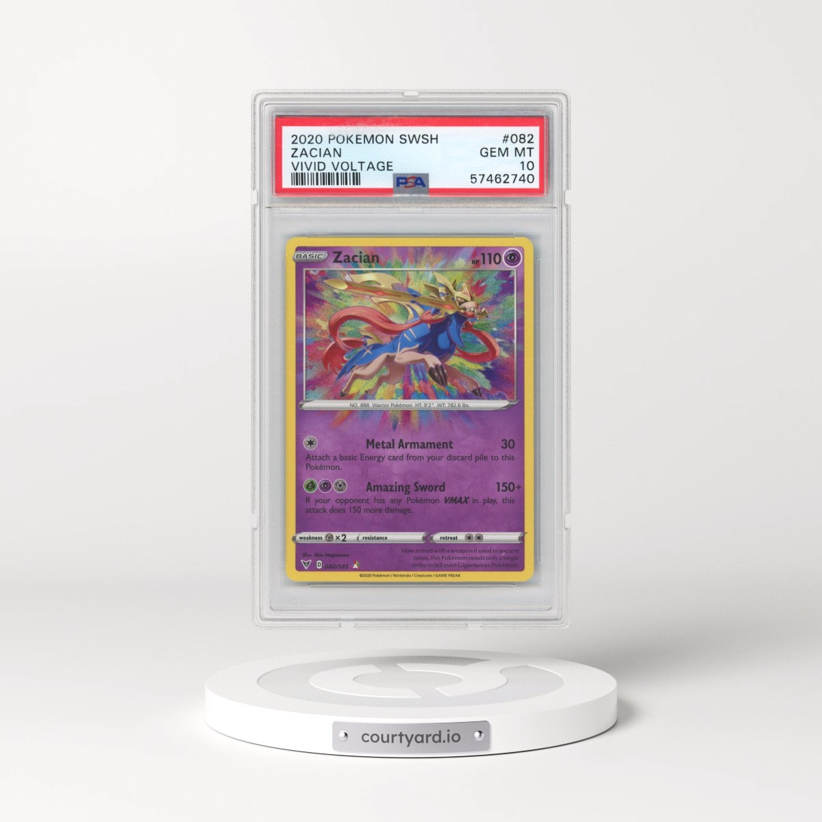 2020 Pokémon Sword & Shield Vivid Voltage #082 Zacian (PSA 10 GEM MINT)