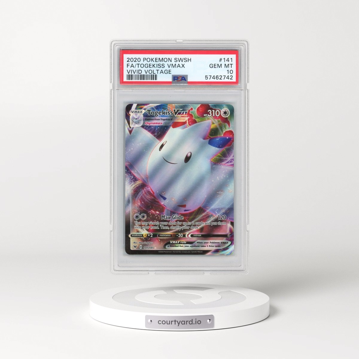 2020 Pokémon Sword & Shield Vivid Voltage #141 Togekiss Vmax - Full Art (PSA 10 GEM MINT)