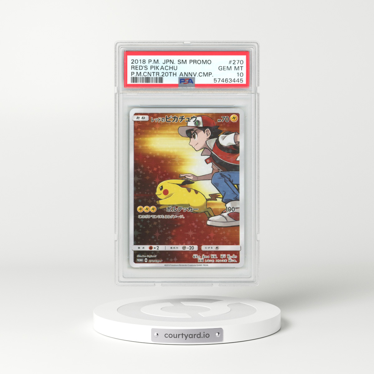 2018 Japanese Sun & Moon Promos #270 Red's Pikachu - Full Art Holo (PSA 10 GEM MINT)