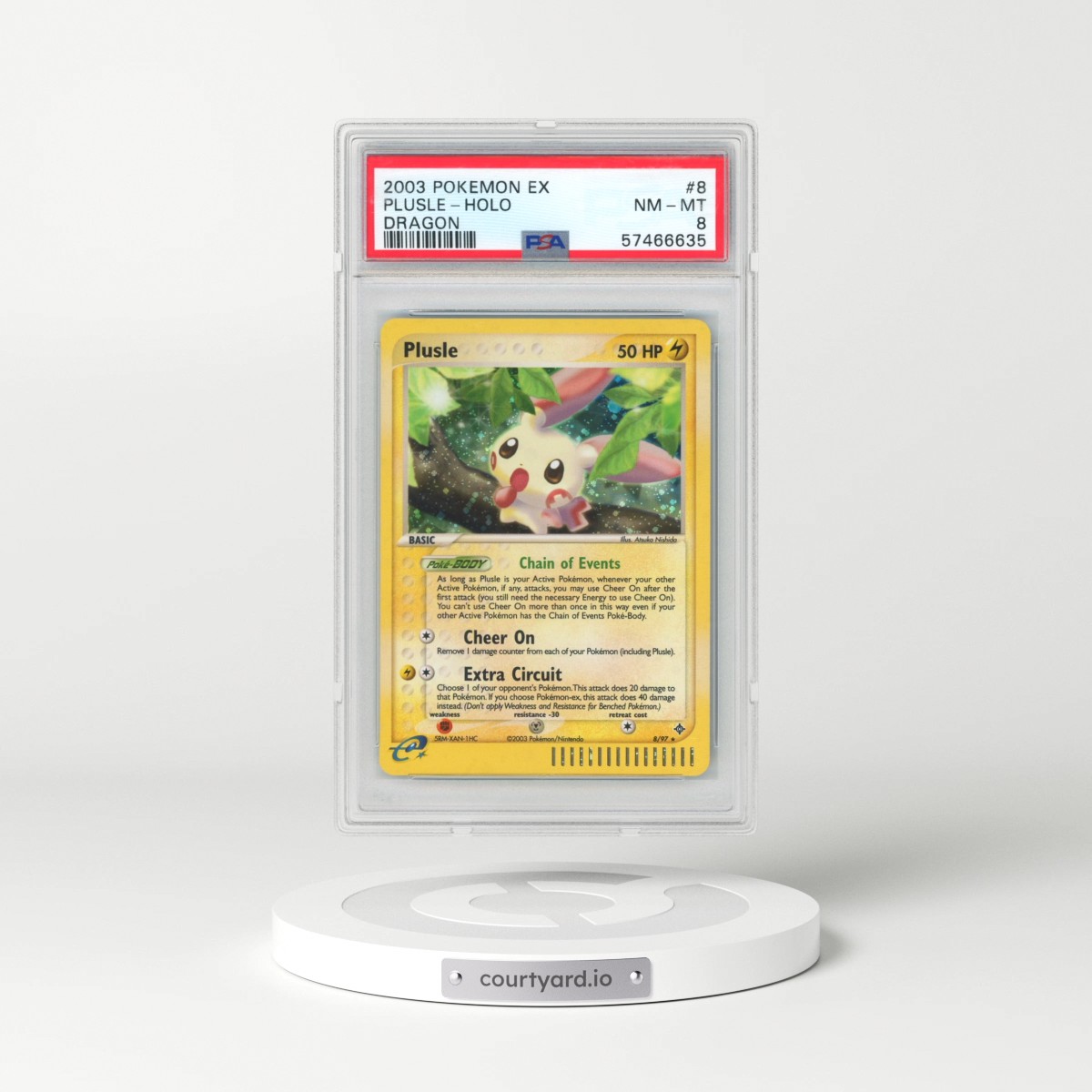 2003 Pokémon EX Dragon #8 Plusle - Holo (PSA 8 NM-MT)