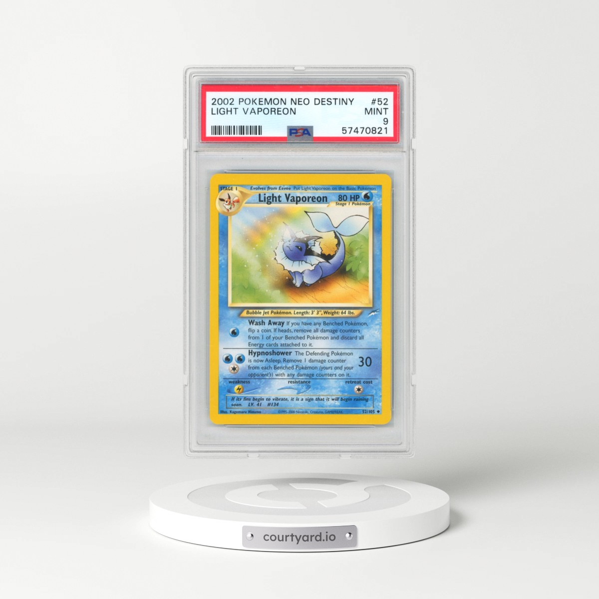 2002 Pokémon Neo Destiny #52 Light Vaporeon (PSA 9 MINT)