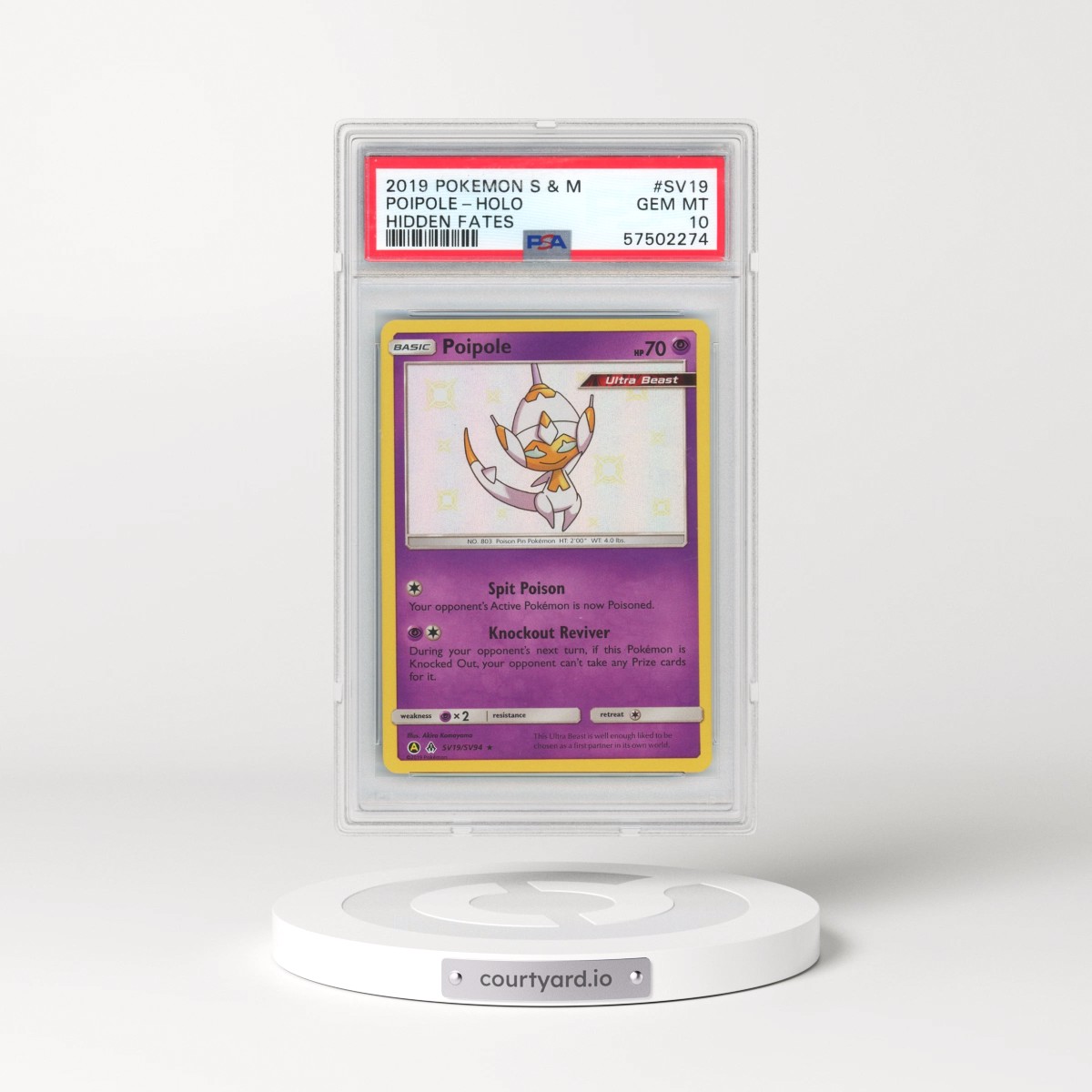 2019 Pokémon Sun & Moon Hidden Fates #SV19 Poipole - Holo (PSA 10 GEM MINT)