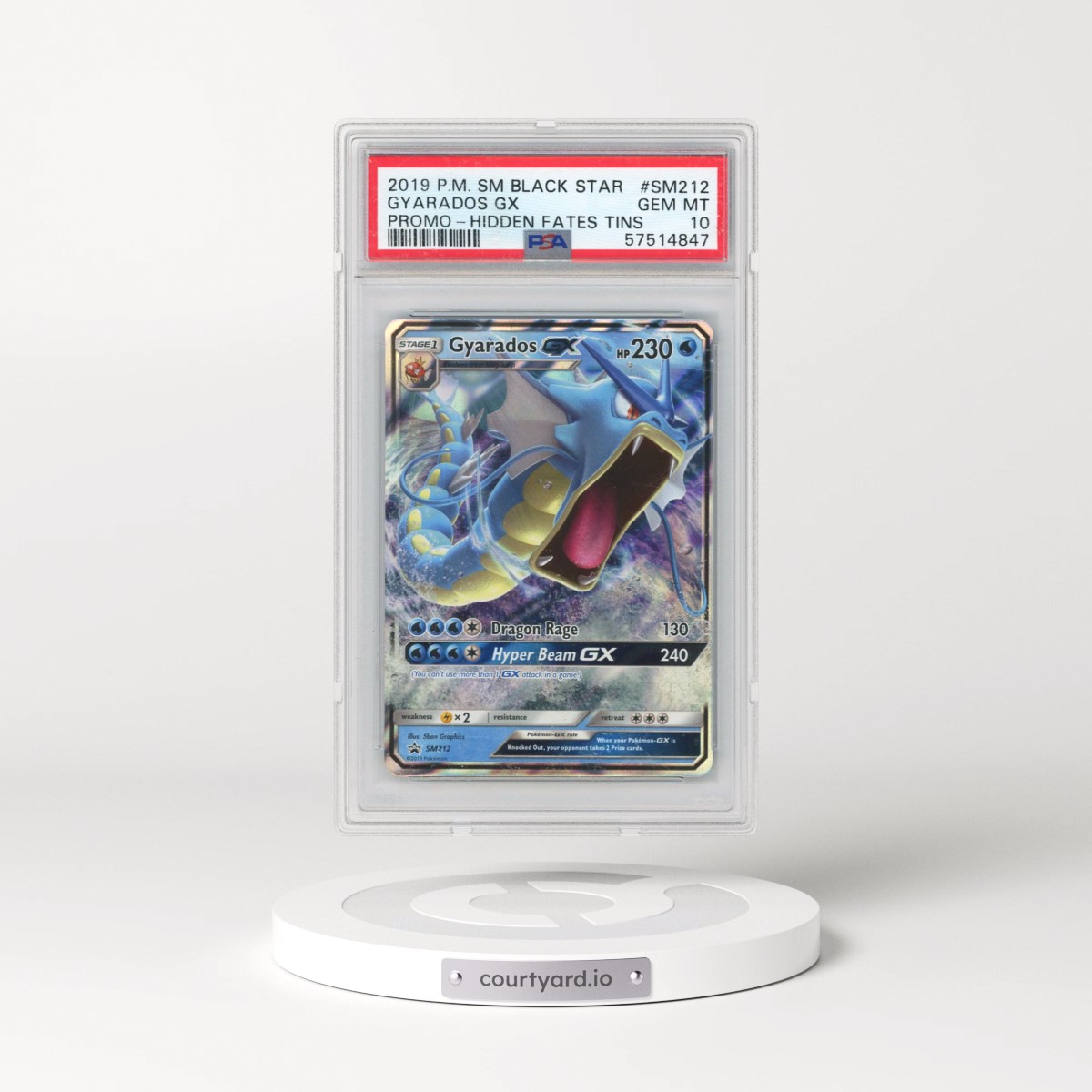 2019 Pokémon SM Black Star Promo #SM212 Gyarados GX - Holo Hidden Fates Tins (PSA 10 GEM MINT)