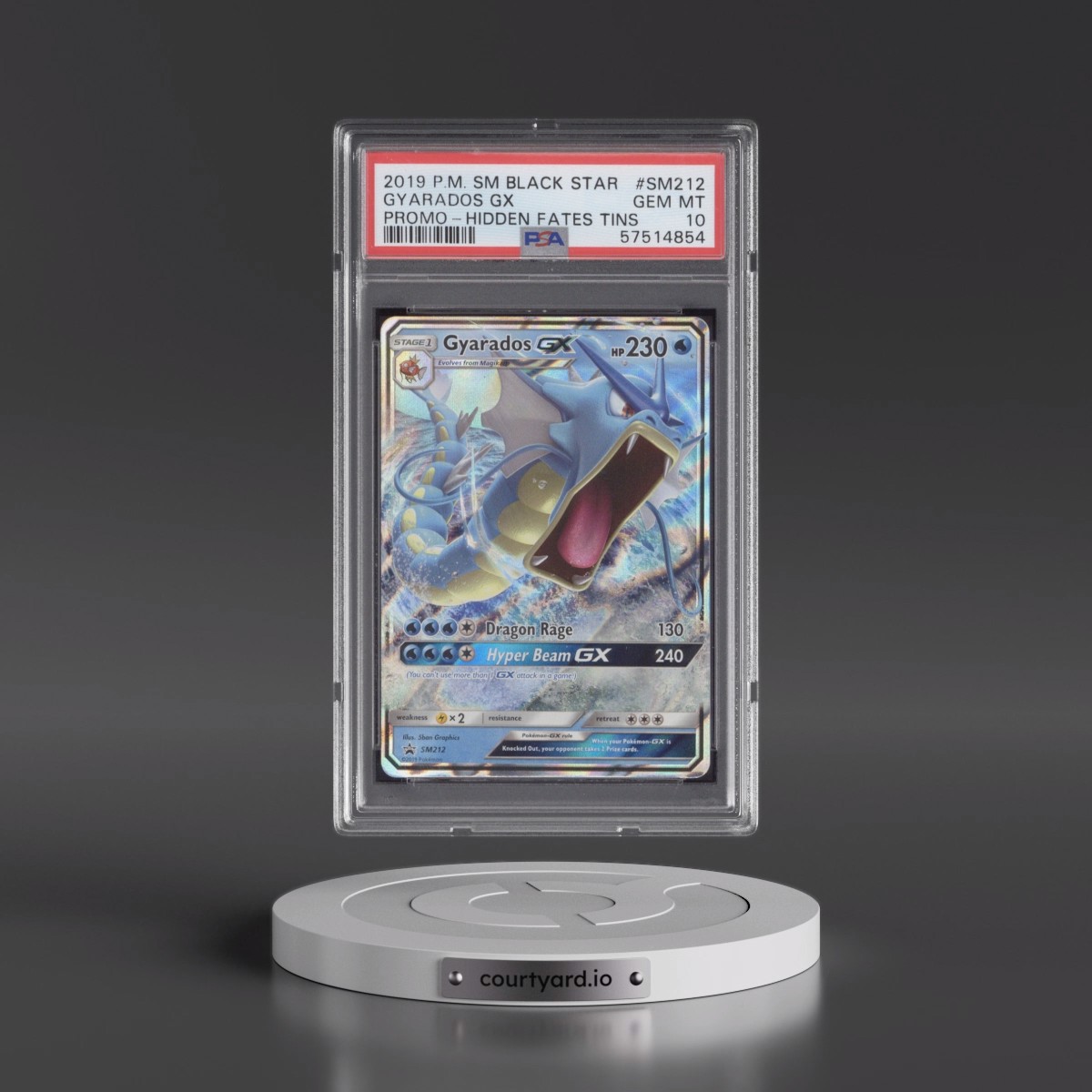 2019 Pokémon SM Black Star Promo #SM212 Gyarados GX - Holo Hidden Fates Tins (PSA 10 GEM MINT)