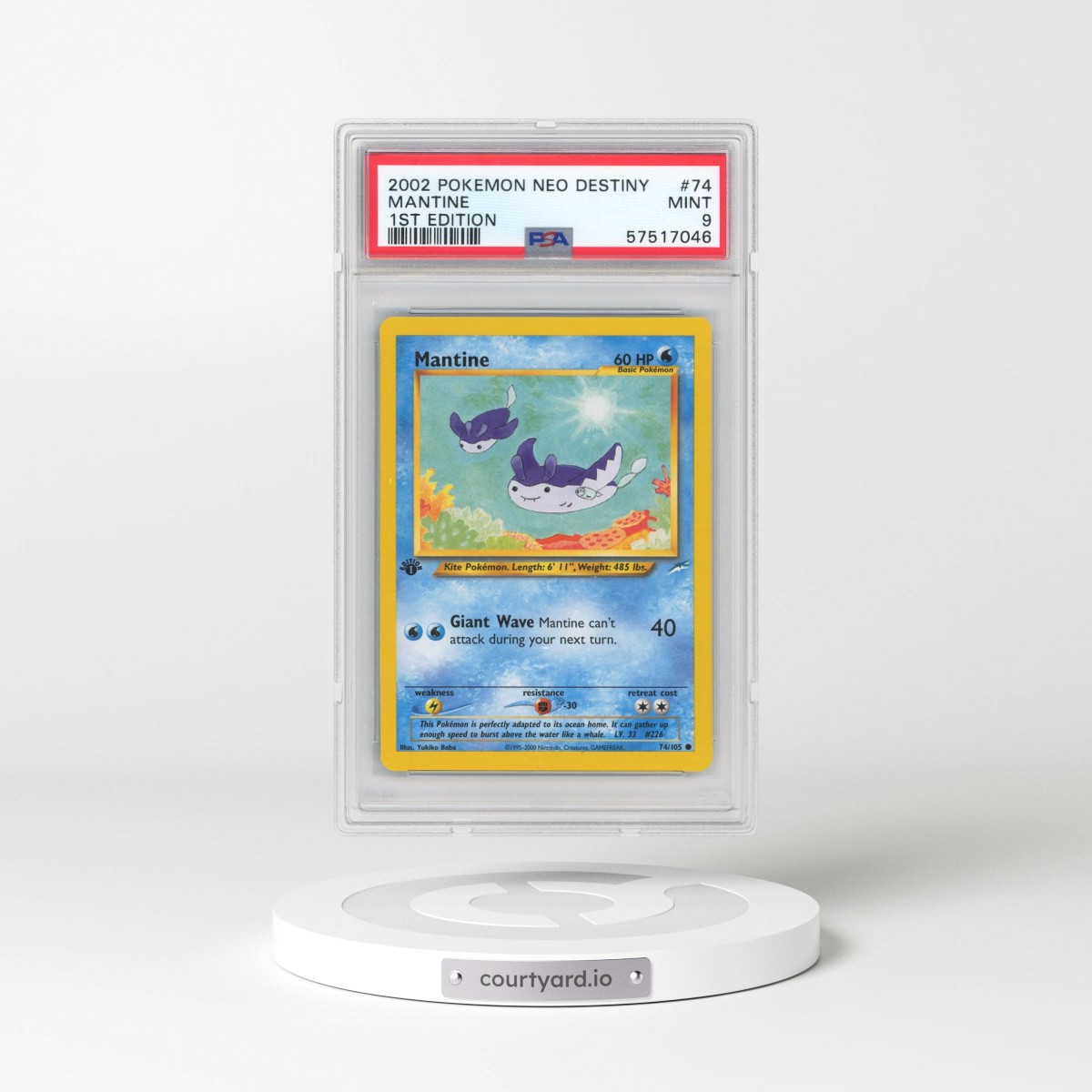 2002 Pokémon Neo Destiny #74 Mantine - 1st Edition (PSA 9 MINT)