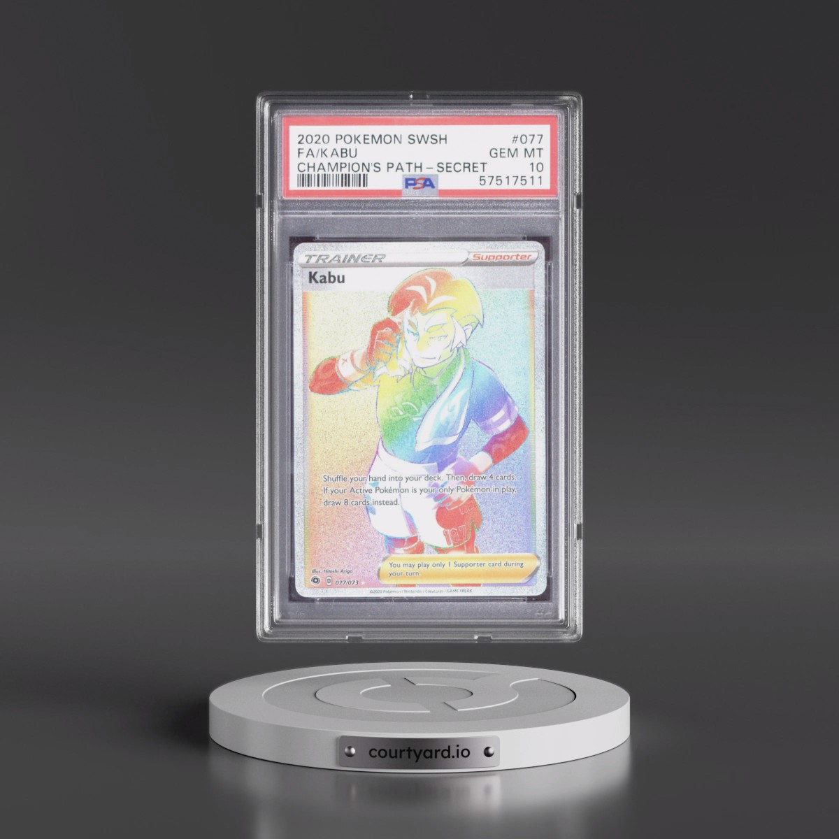 2020 Pokémon Sword & Shield Champion's Path #077 Kabu - Full Art Secret (PSA 10 GEM MINT)