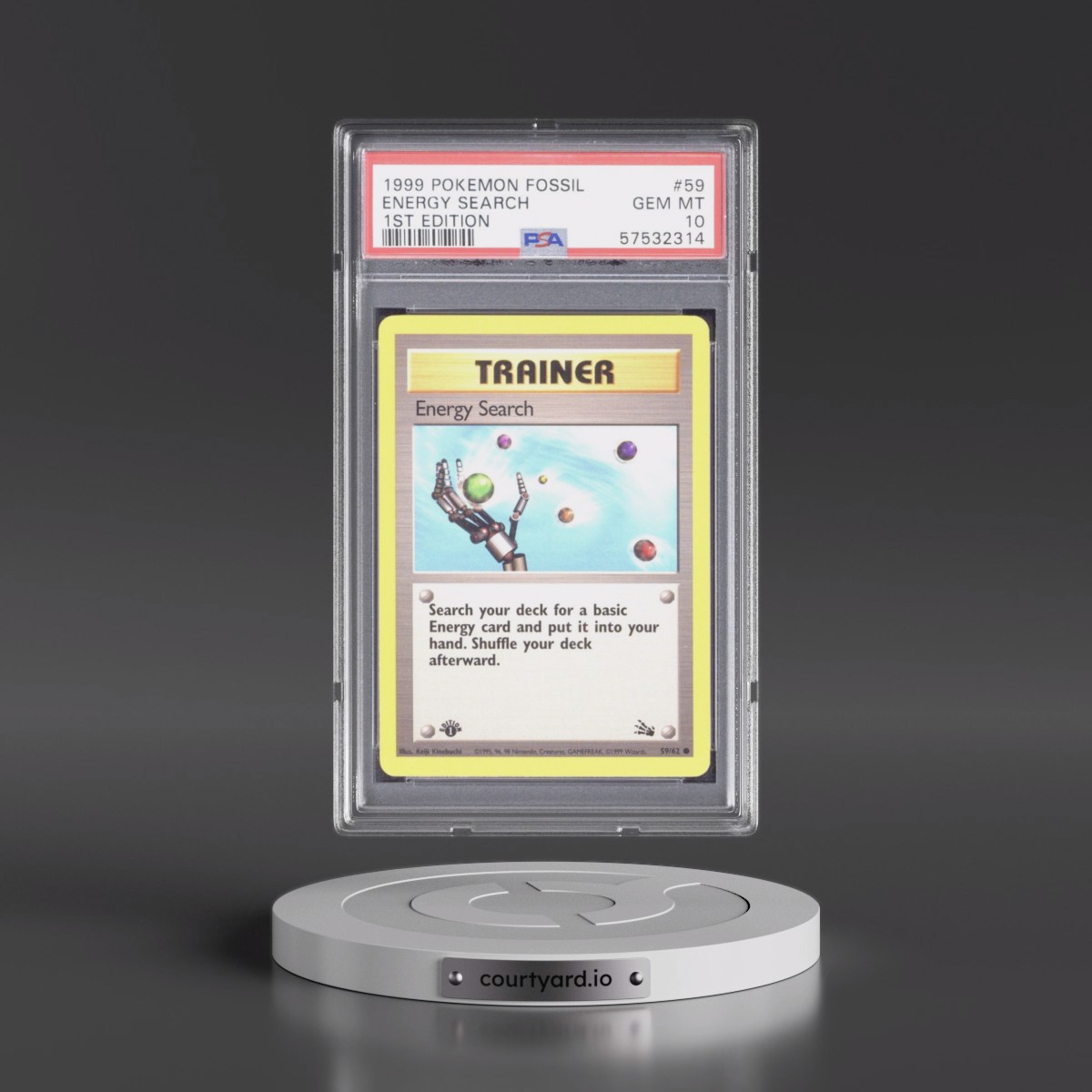 1999 Pokémon Fossil #59 Energy Search - 1st Edition (PSA 10 GEM MINT)