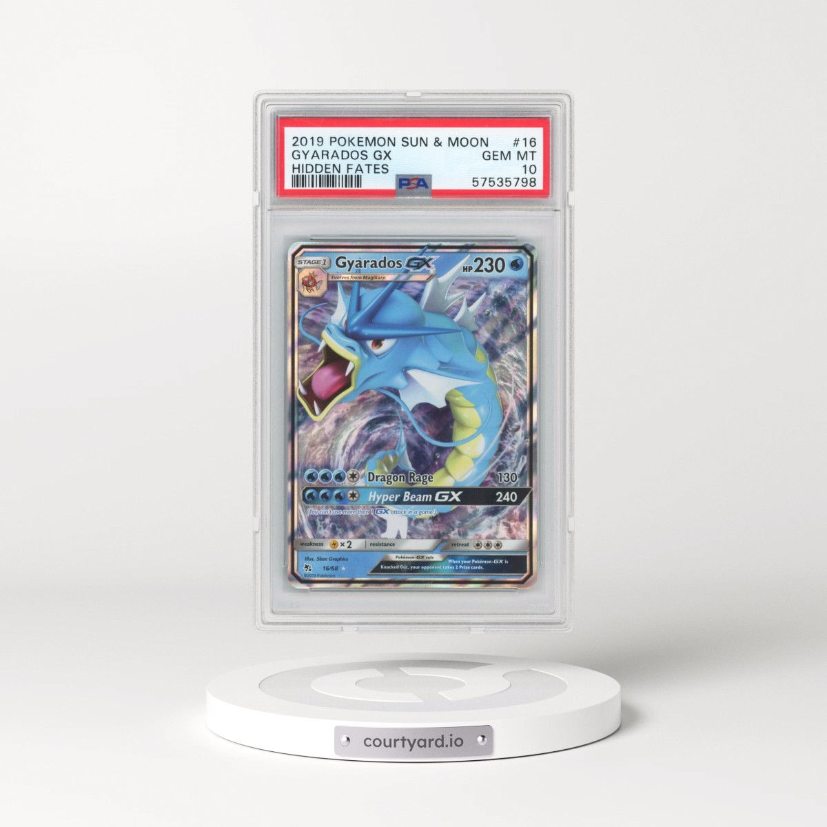 2019 Pokémon Sun & Moon Hidden Fates #16 Gyarados GX - Holo (PSA 10 GEM MINT)