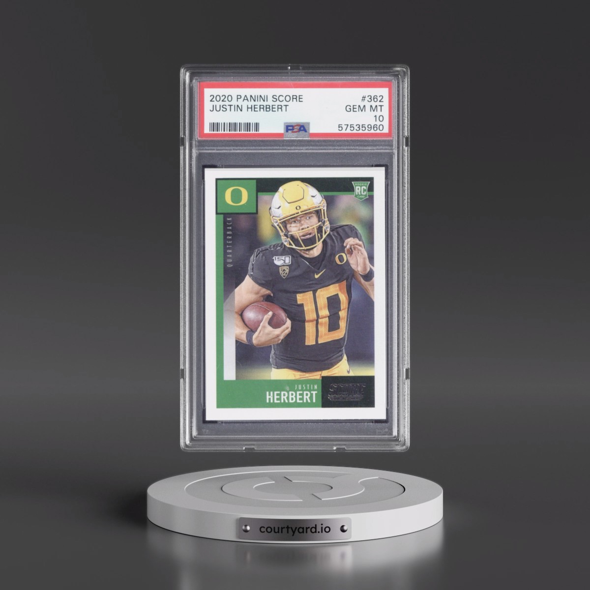 2020 Panini Score #362 Justin Herbert (PSA 10 GEM MINT)