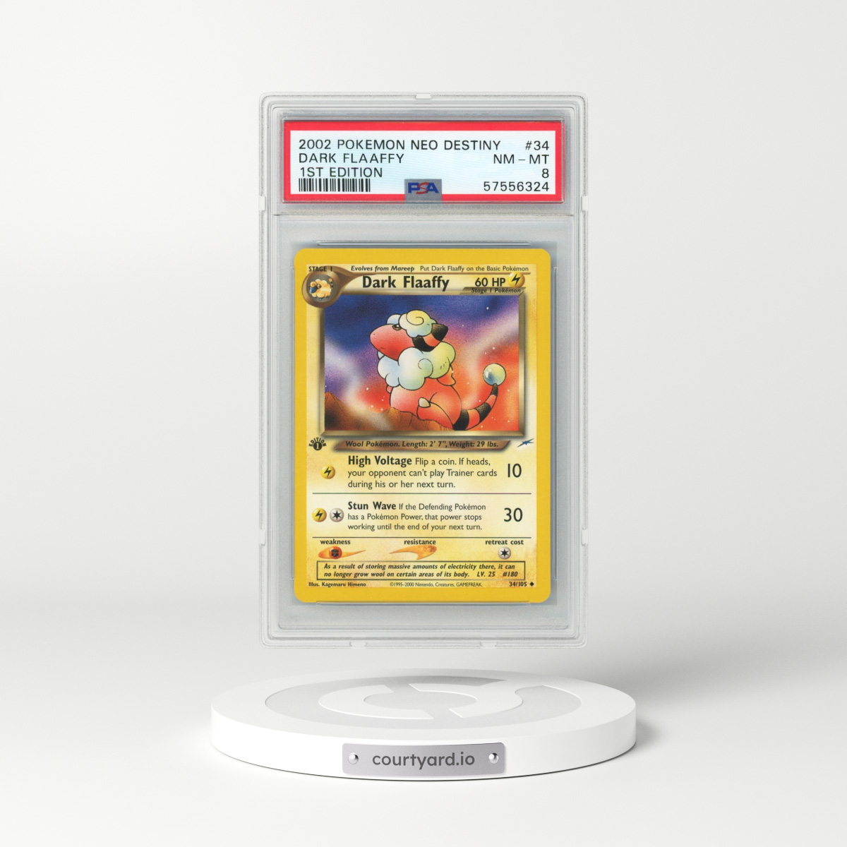 2002 Pokémon Neo Destiny #34 Dark Flaaffy - 1st Edition (PSA 8 NM-MT)