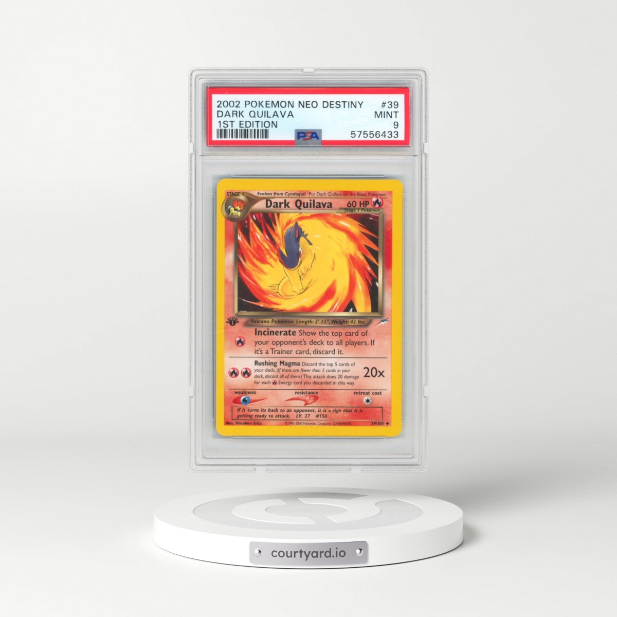 2002 Pokémon Neo Destiny #39 Dark Quilava - 1st Edition (PSA 9 MINT)