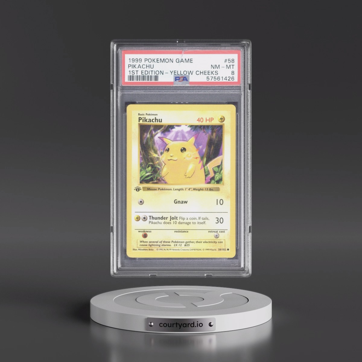 1999 Pokémon Game #58 Pikachu - 1st Edition Yellow Cheeks (PSA 8 NM-MT)