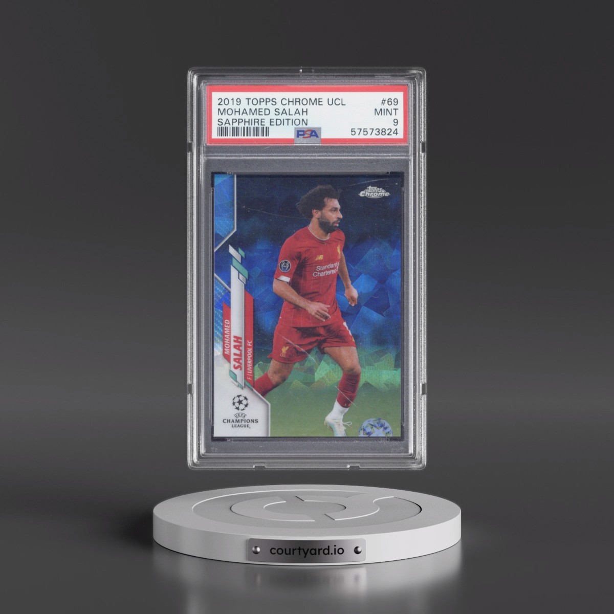 2019 Topps Chrome UEFA Champions League Sapphire Edition #69 Mohamed Salah (PSA 9 MINT)