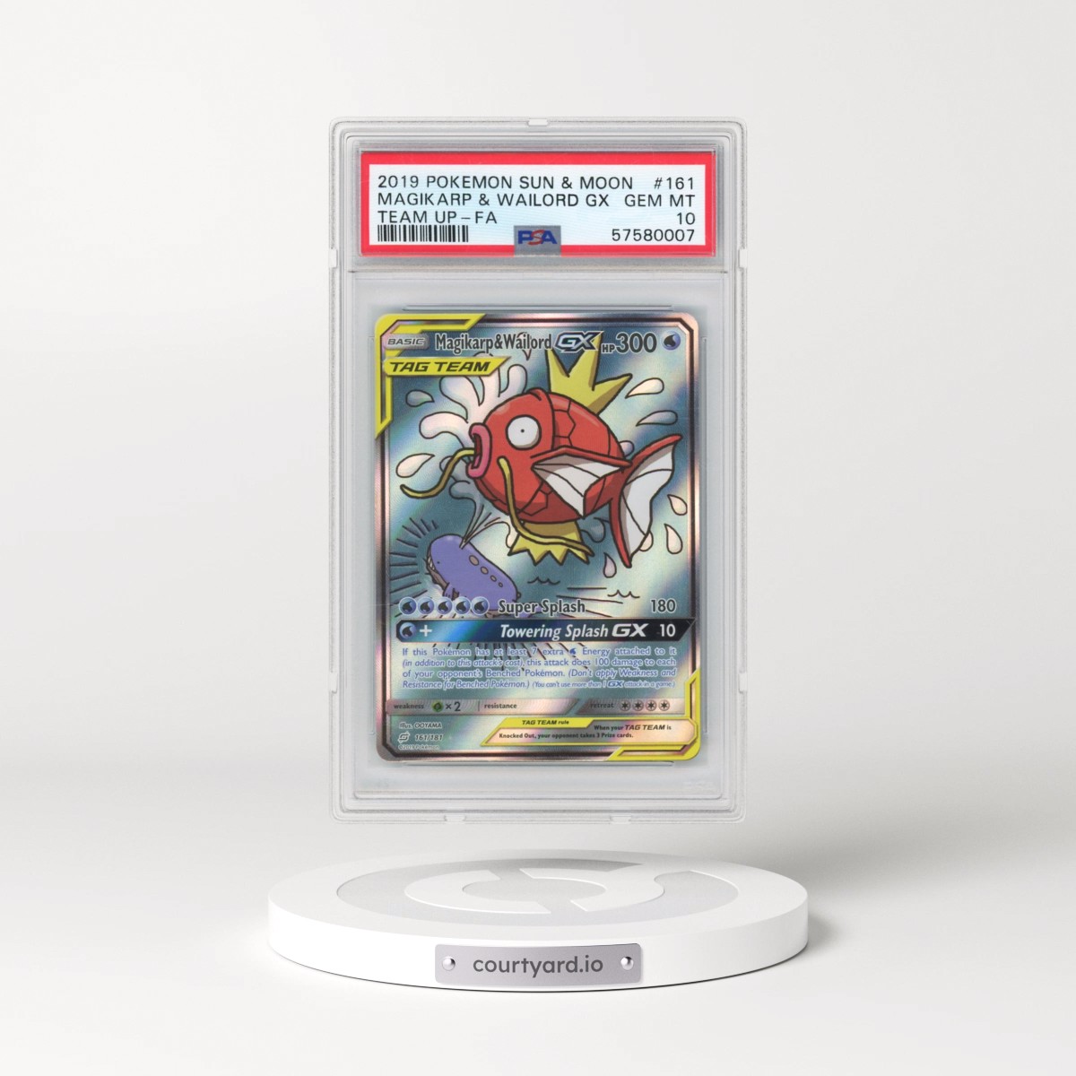 2019 Pokémon Sun & Moon Team Up #161 Magikarp & Wailord GX - Holo Full Art (PSA 10 GEM MINT)