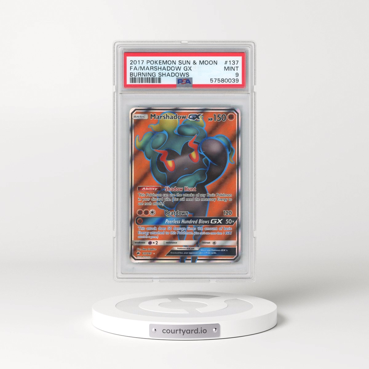 2017 Pokémon Sun & Moon Burning Shadows #137 Marshadow GX - Holo Full Art (PSA 9 MINT)