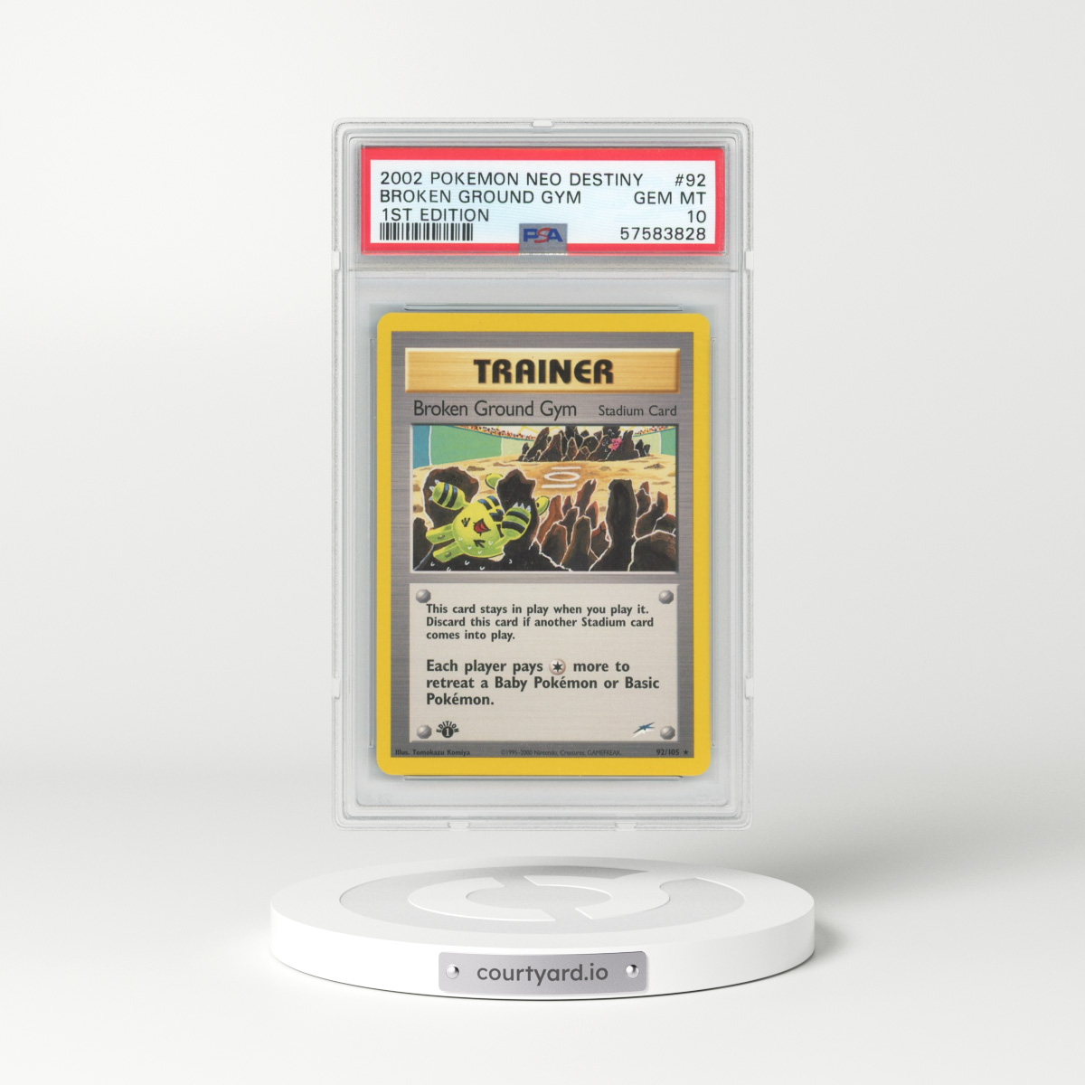 2002 Neo Destiny #92 Broken Ground Gym - 1st Edition (PSA 10 GEM MINT)