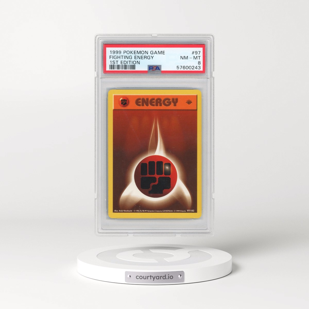 1999 Pokémon Game #97 Fighting Energy - 1st Edition (PSA 8 NM-MT)