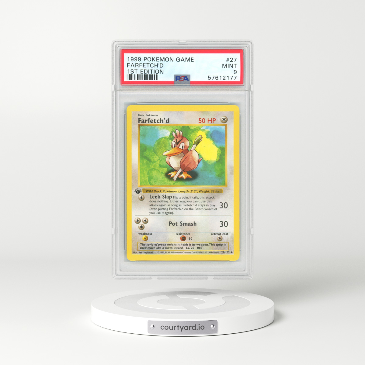 1999 Base Set #27 Farfetch'd - 1st Edition Shadowless (PSA 9 MINT)