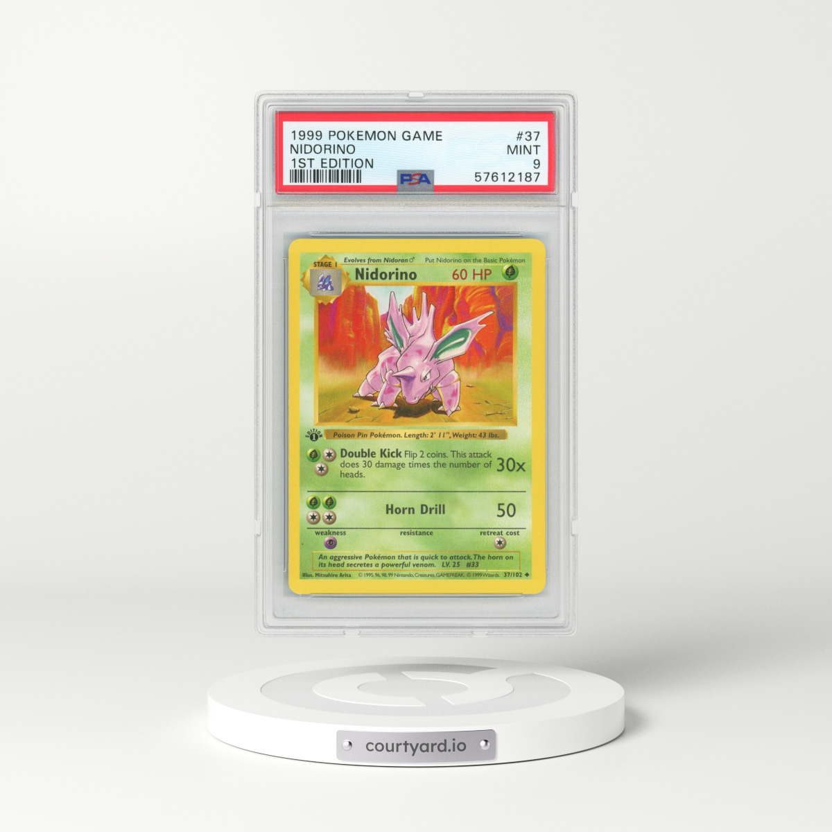 1999 Base Set #37 Nidorino - 1st Edition Shadowless (PSA 9 MINT)