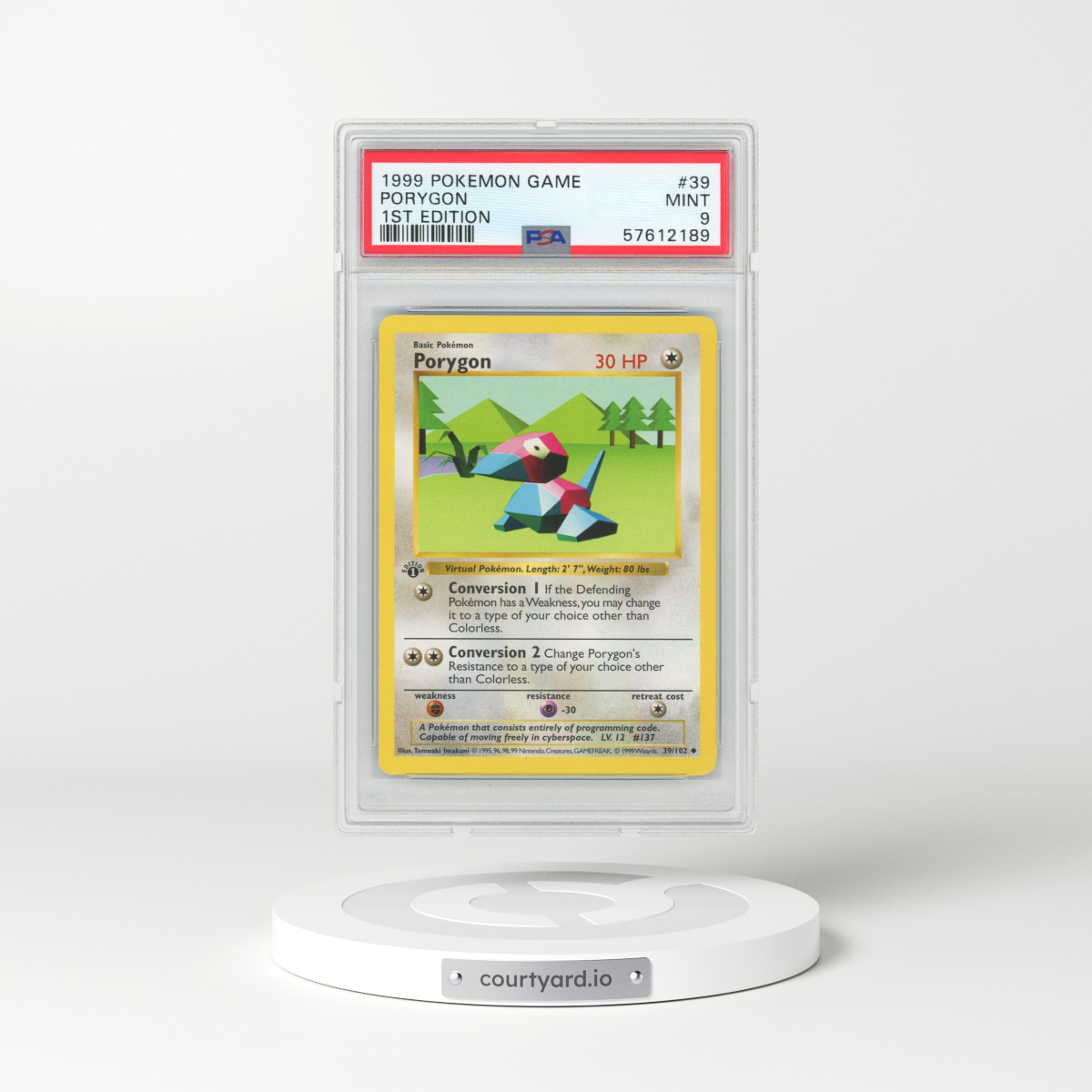 1999 Base Set #39 Porygon - 1st Edition Shadowless (PSA 9 MINT)