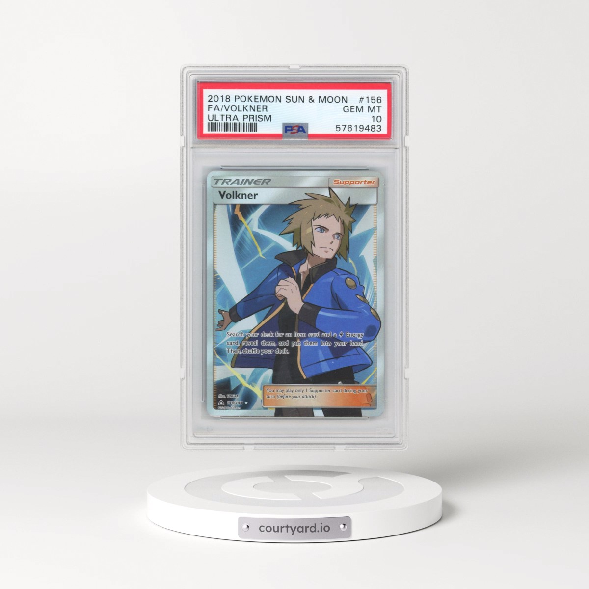 2018 Pokémon Sun & Moon Ultra Prism #156 Volkner - Full Art (PSA 10 GEM MINT)