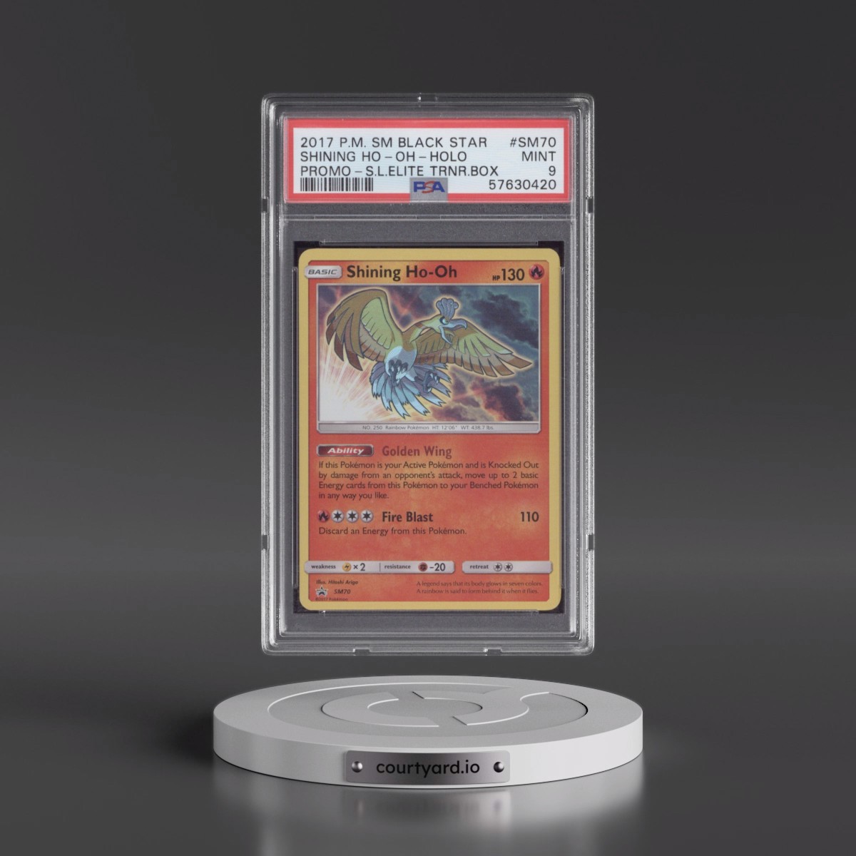2017 Pokémon SM Black Star Promo #SM70 Shining HO-Oh - Holo Holo Shining Legends Elite Trainer Box (PSA 9 MINT)