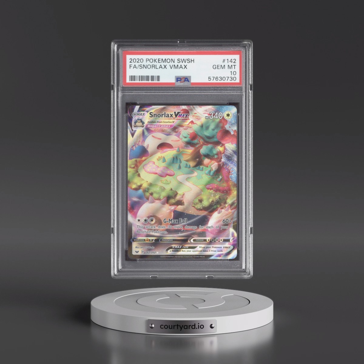 2020 Pokémon Sword & Shield #142 Snorlax Vmax - Full Art (PSA 10 GEM MINT)