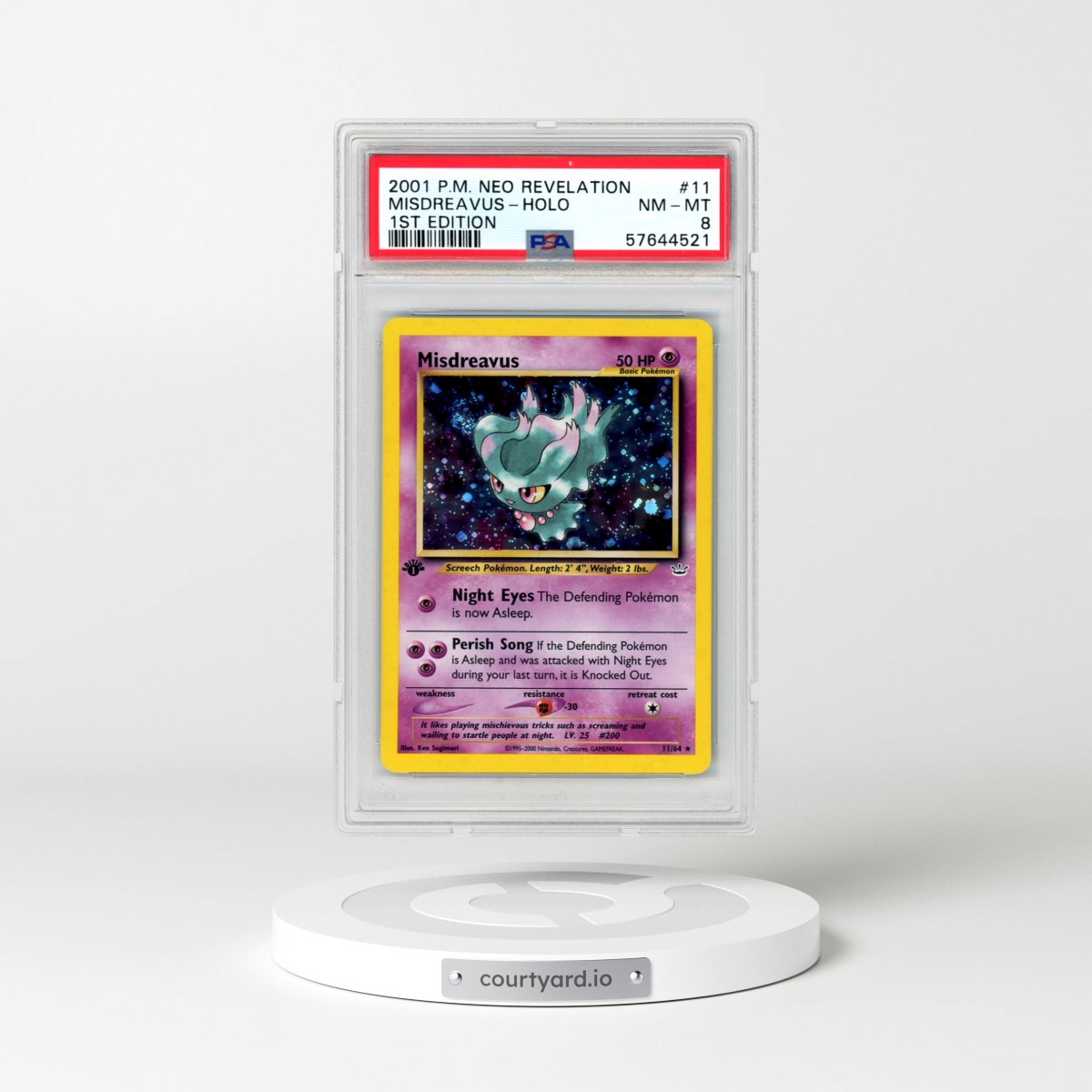 2001 Pokémon Neo Revelation #11 Misdreavus - 1st Edition Holo (PSA 8 NM-MT)