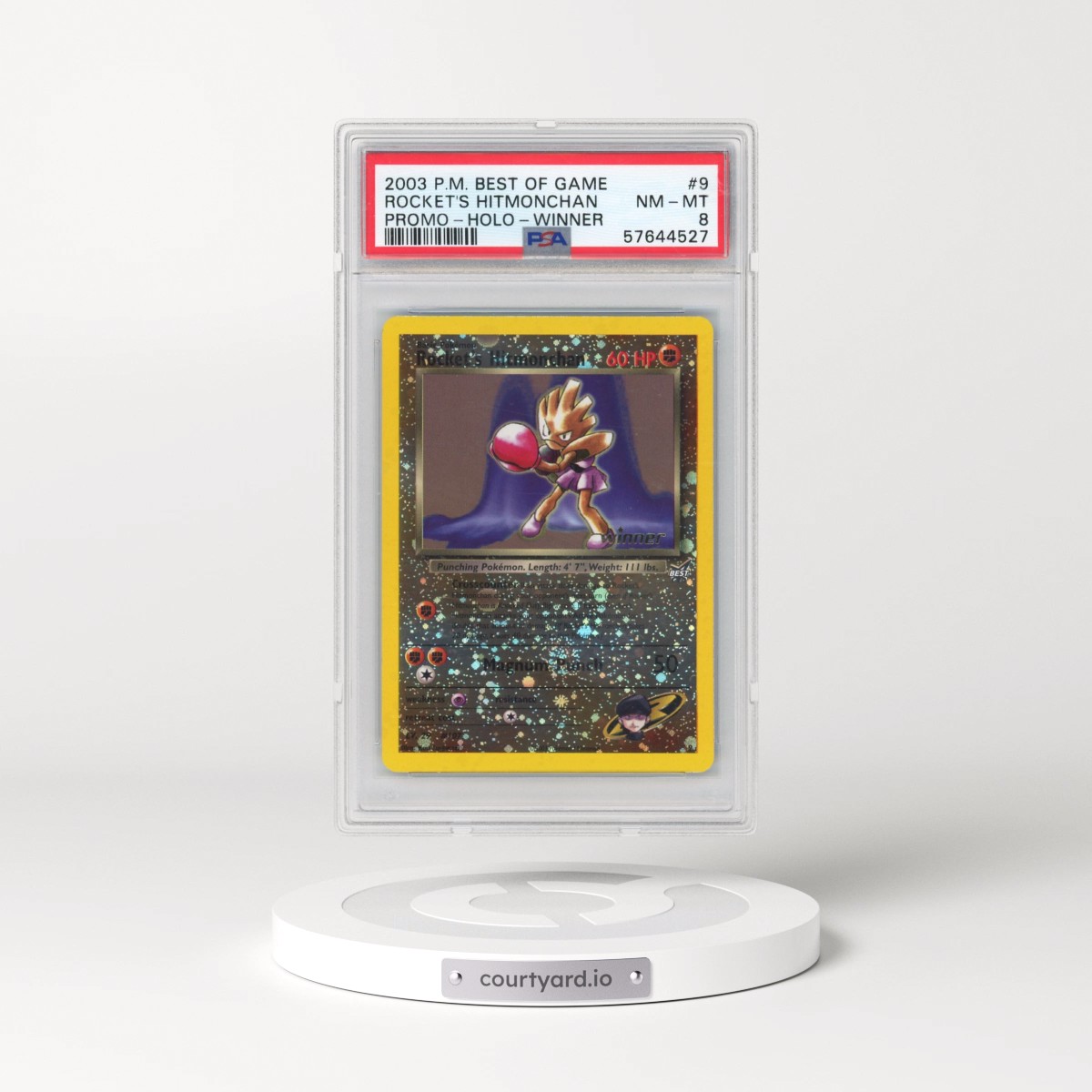 2003 Pokémon Best of Game Promo #9 Rocket's Hitmonchan - Reverse Foil Winner (PSA 8 NM-MT)