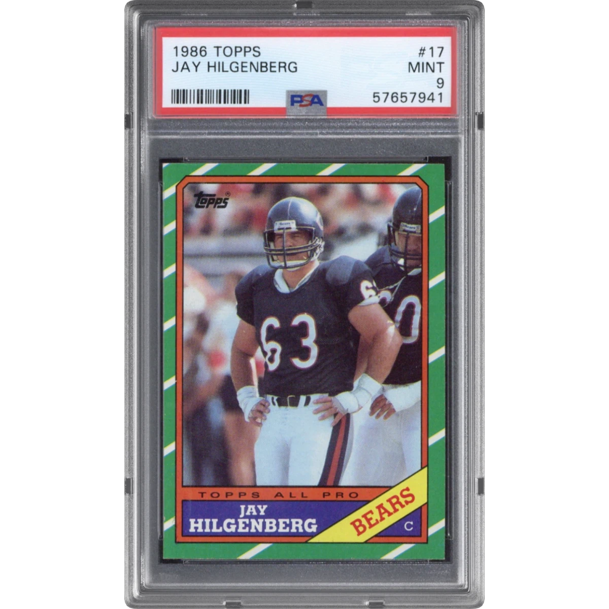 1986 Topps #17 Jay Hilgenberg (PSA 9 MINT)