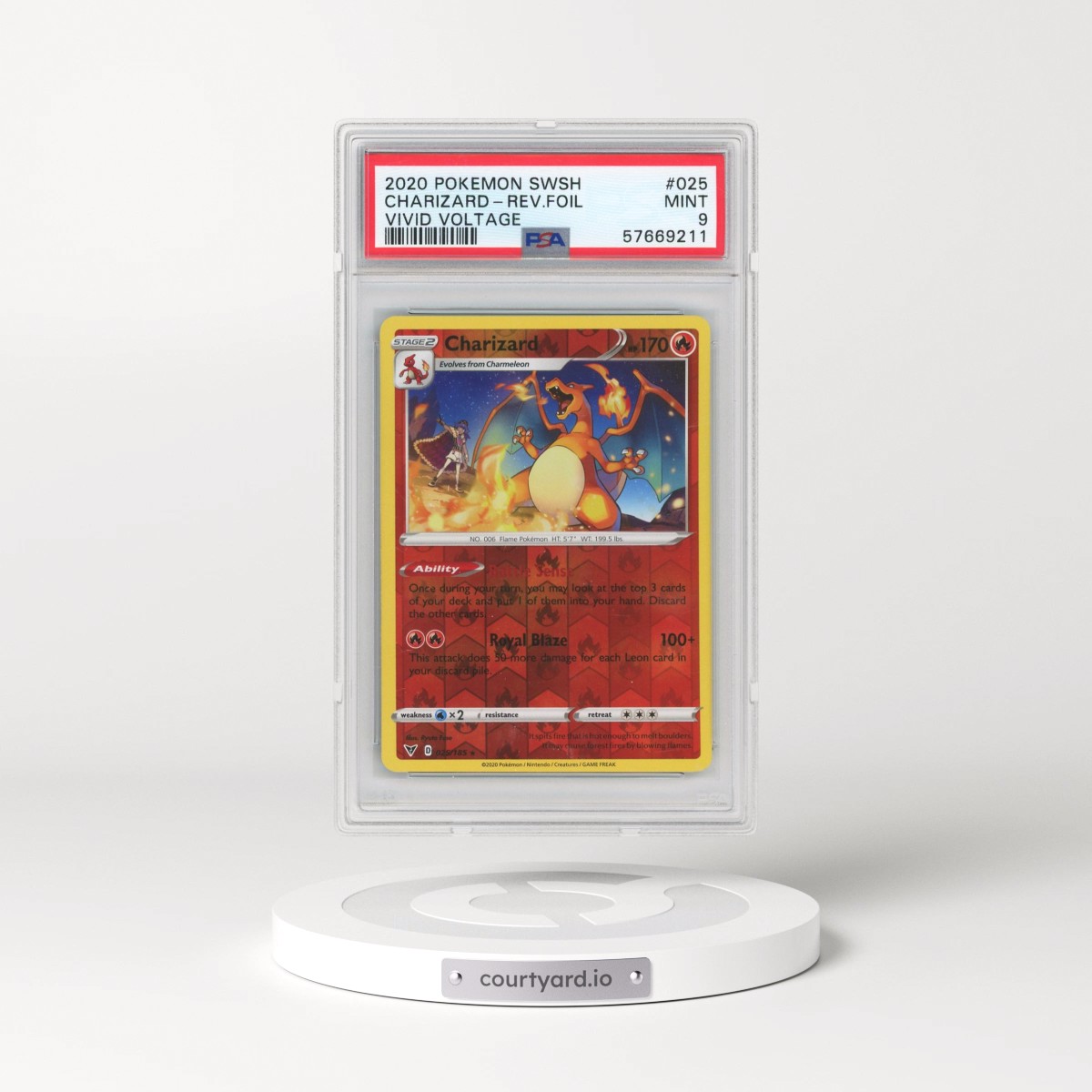 2020 Pokémon Sword & Shield Vivid Voltage #025 Charizard - Reverse Foil (PSA 9 MINT)