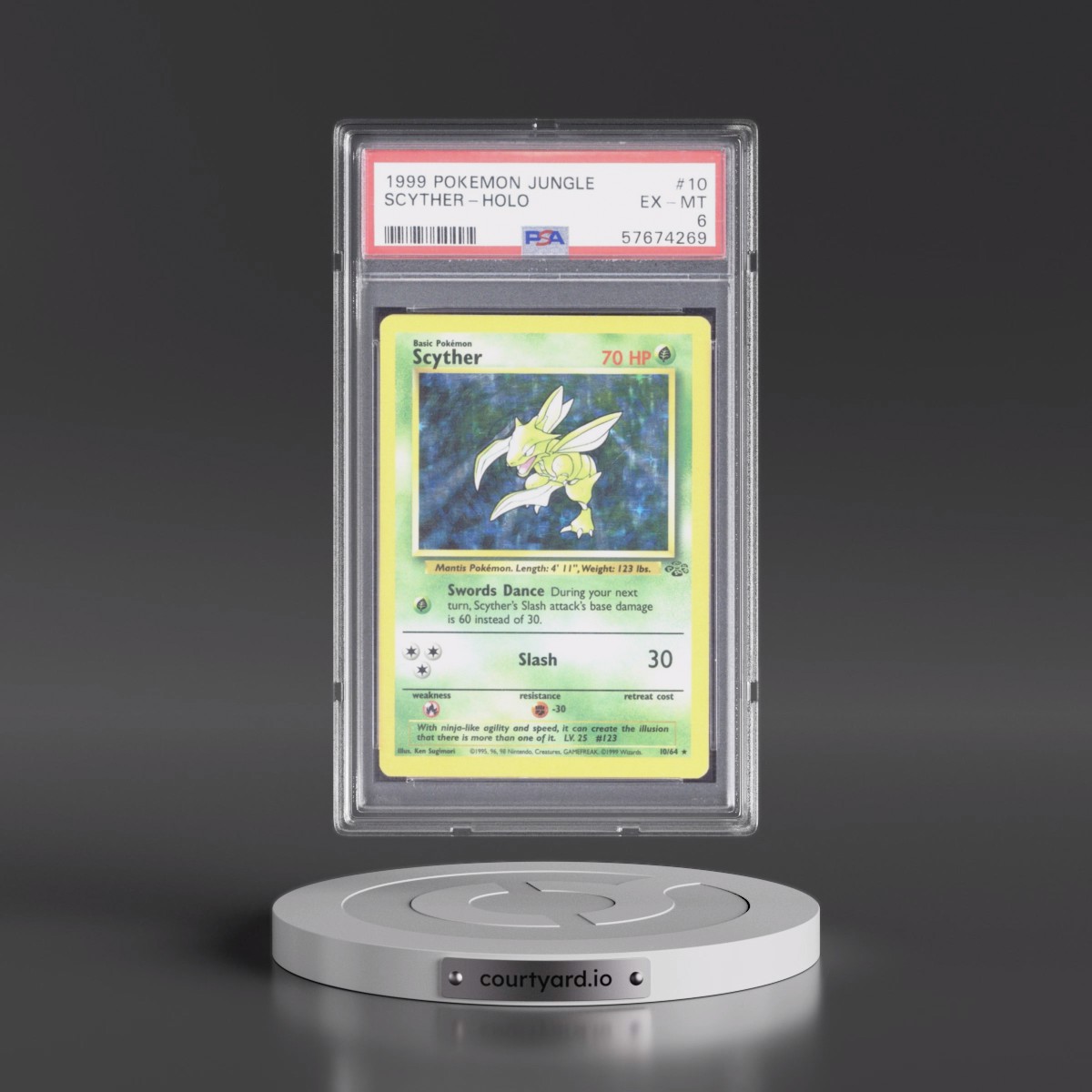 1999 Pokémon Jungle #10 Scyther - Holo (PSA 6 EX-MT)