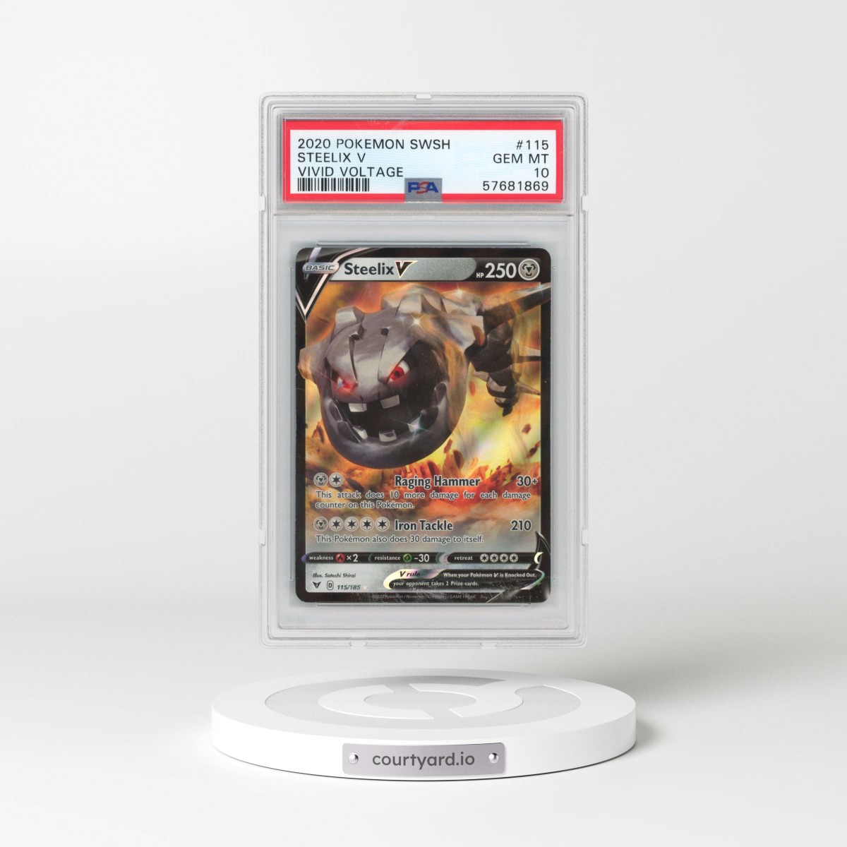 2020 Pokémon Sword & Shield Vivid Voltage #115 Steelix V - Holo (PSA 10 GEM MINT)