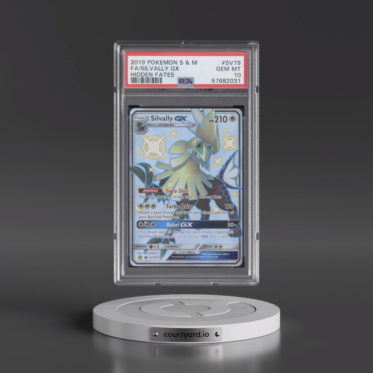 2019 Pokémon Sun & Moon Hidden Fates #SV79 Silvally GX - Holo Full Art (PSA 10 GEM MINT)