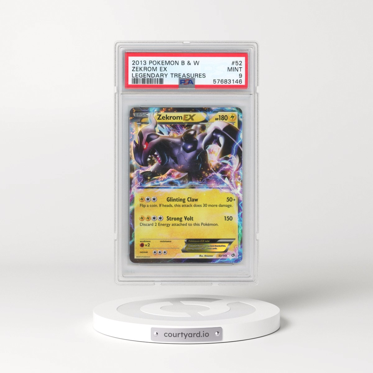 2013 Pokémon Black & White Legendary Treasures #52 Zekrom EX - Holo (PSA 9 MINT)