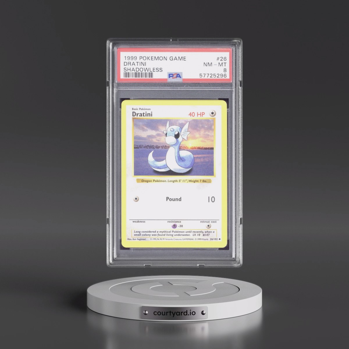 1999 Pokémon Game #26 Dratini - Shadowless (PSA 8 NM-MT)