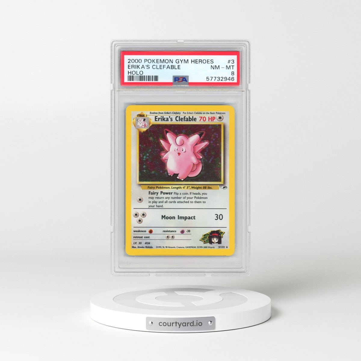 2000 Pokémon Gym Heroes #3 Erika's Clefable - Holo (PSA 8 NM-MT)