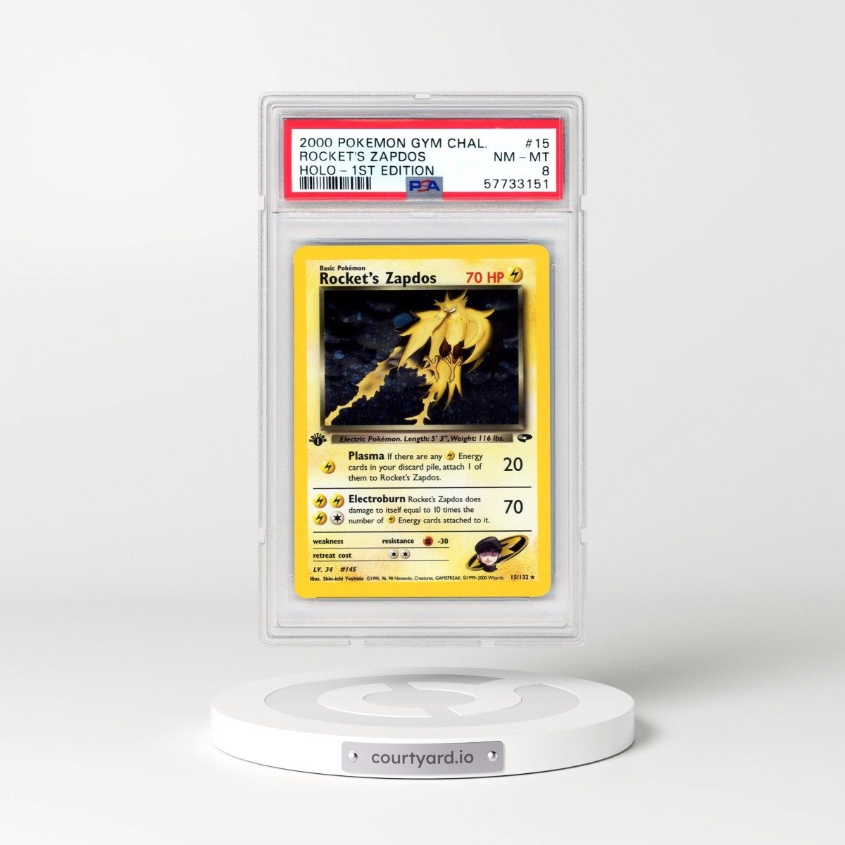2000 Pokémon Gym Challenge #15 Rocket's Zapdos - 1st Edition Holo (PSA 8 NM-MT)