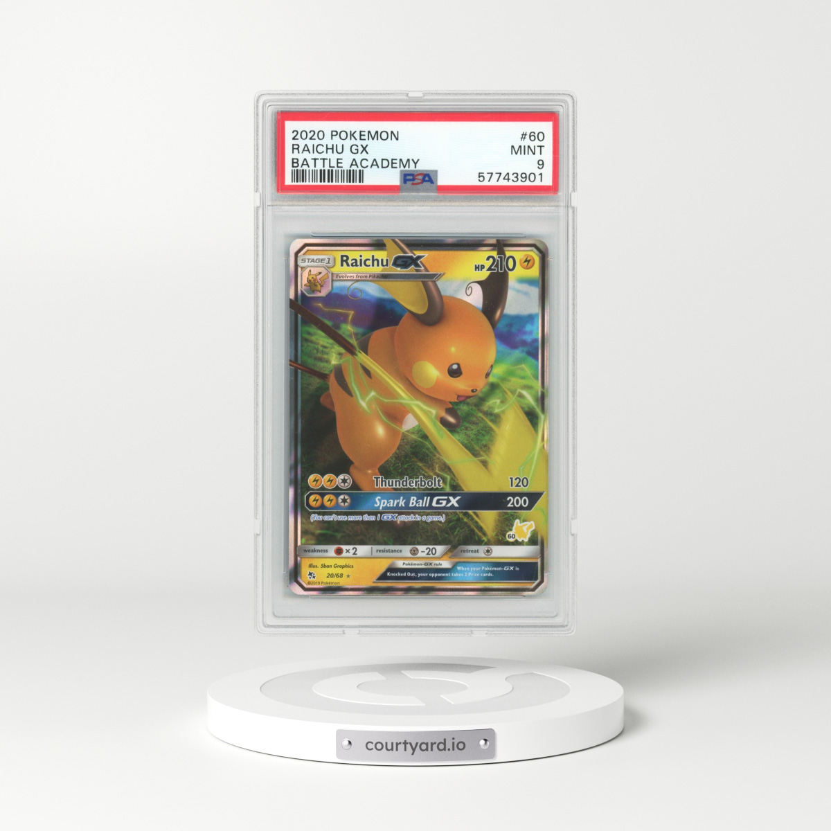 2020 Pokémon Battle Academy #60 Raichu GX (PSA 9 MINT)