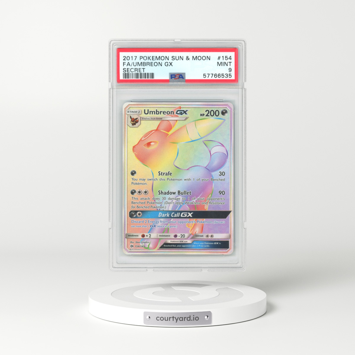 2017 Sun & Moon #154 Umbreon GX - Full Art Holo (PSA 9 MINT)