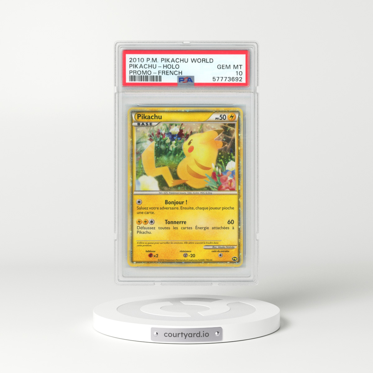 2010 French Pokémon Pikachu World Promo Pikachu - Holo (PSA 10 GEM MINT)