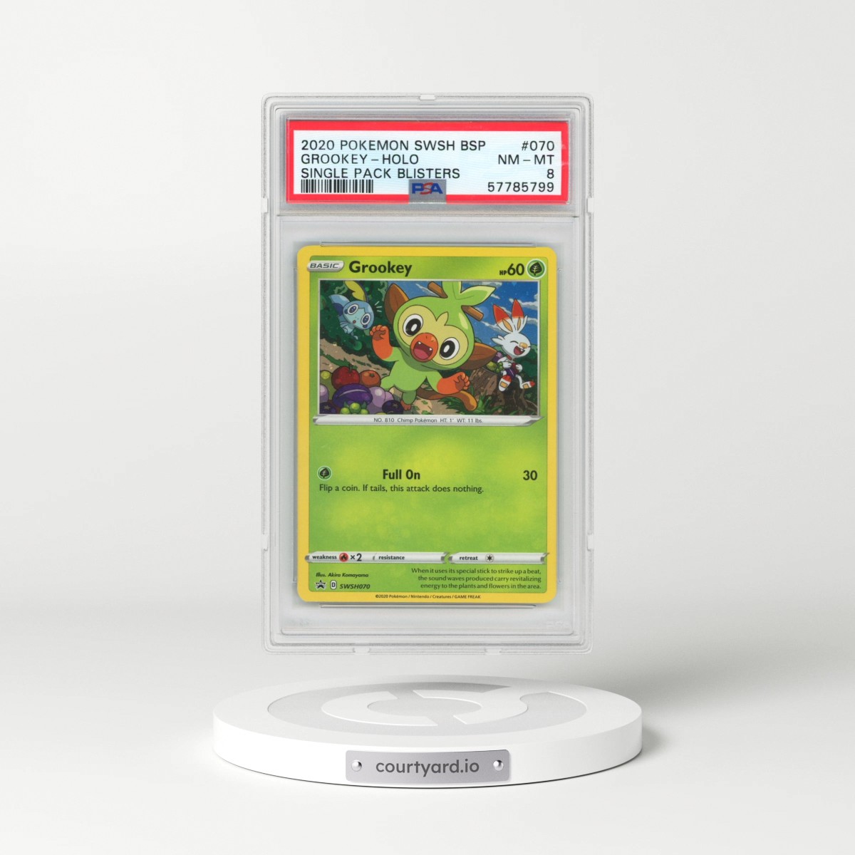 2020 Pokémon Swsh Black Star Promo #070 Grookey - Holo Single Pack Blisters (PSA 8 NM-MT)